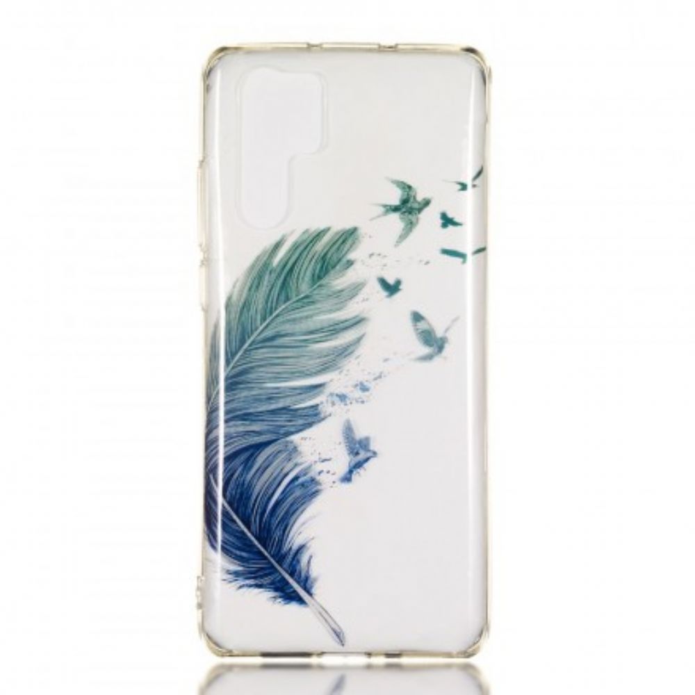 Hoesje voor Huawei P30 Pro Transparante Gekleurde Veren