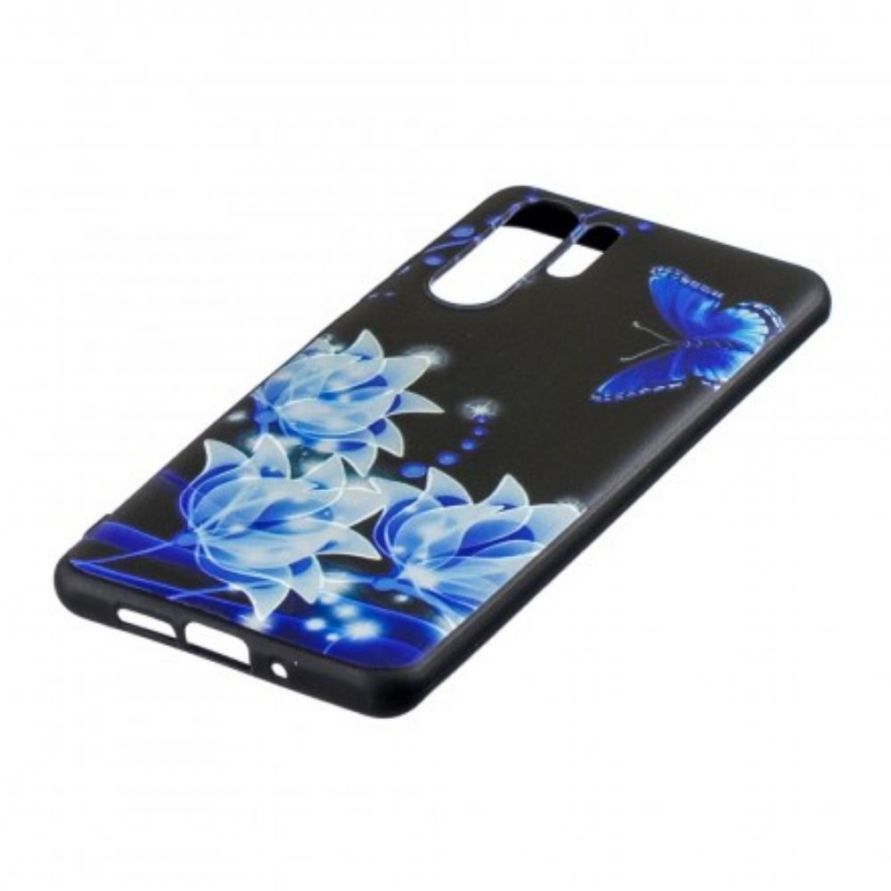 Hoesje voor Huawei P30 Pro Vlinder En Blauwe Bloemen