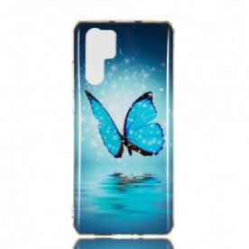 Telefoonhoesje voor Huawei P30 Pro Fluorescerende Blauwe Vlinder