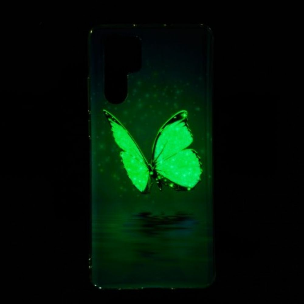 Telefoonhoesje voor Huawei P30 Pro Fluorescerende Blauwe Vlinder