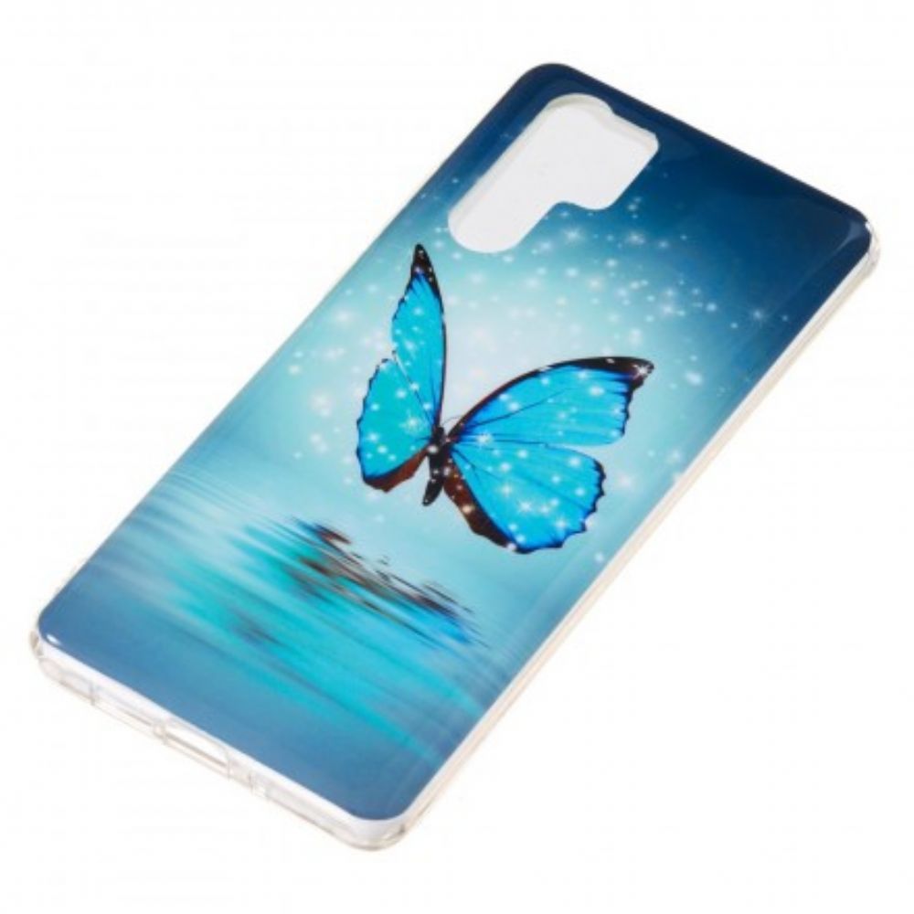 Telefoonhoesje voor Huawei P30 Pro Fluorescerende Blauwe Vlinder