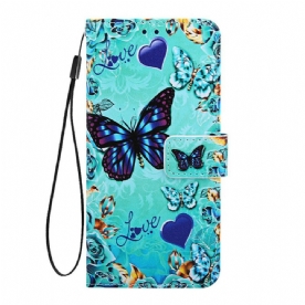 Folio-hoesje voor Xiaomi Mi 9T / Mi 9T Pro Met Ketting Liefde Vlinders Strappy