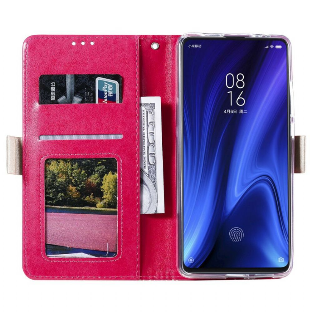 Folio-hoesje voor Xiaomi Mi 9T / Mi 9T Pro Met Ketting Portemonnee Met Veters En Bandjes