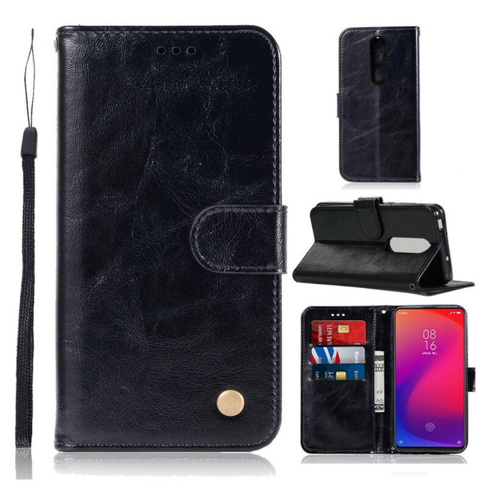 Folio-hoesje voor Xiaomi Mi 9T / Mi 9T Pro Met Ketting Vintage Kunstleren Band