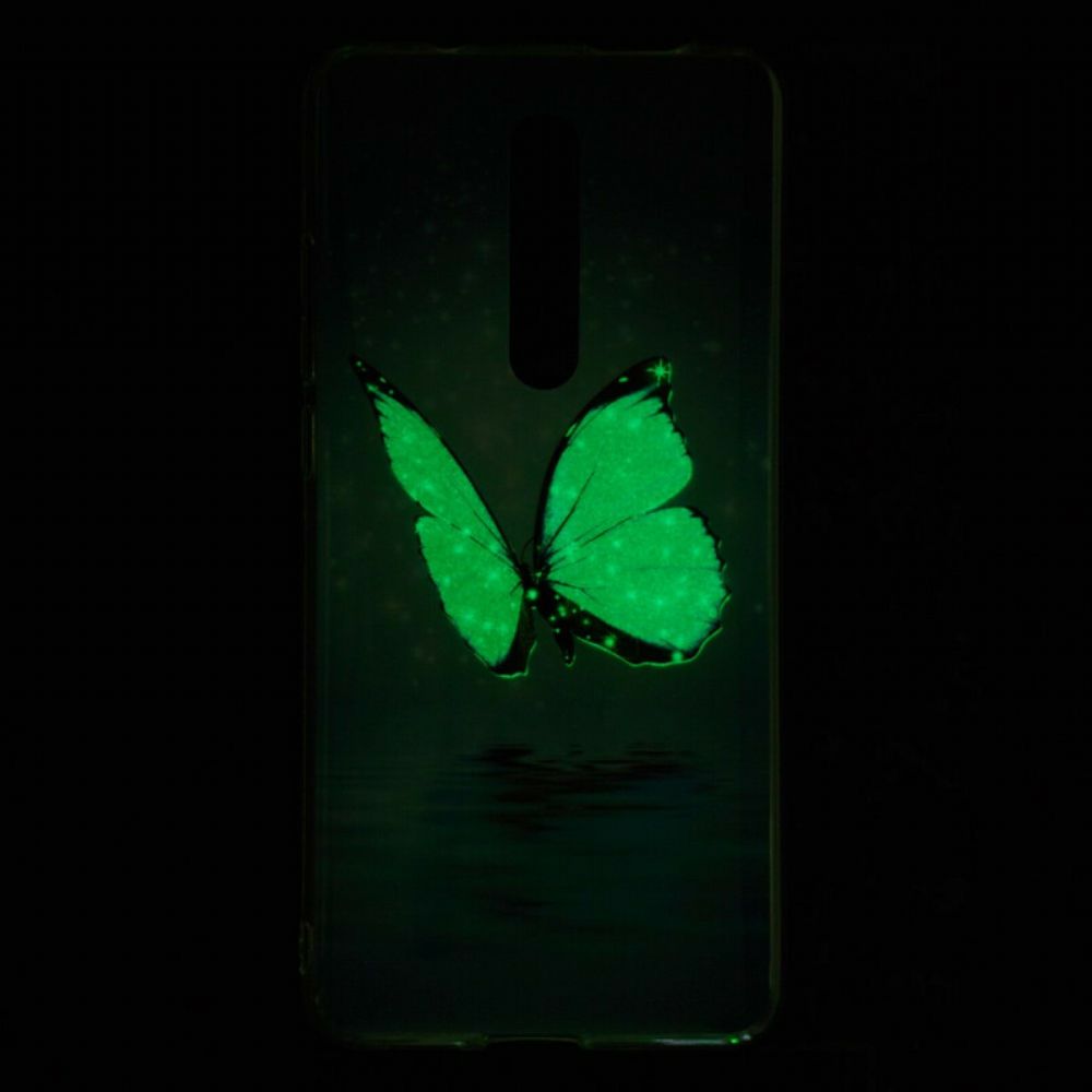 Hoesje voor Xiaomi Mi 9T / Mi 9T Pro Fluorescerende Blauwe Vlinder