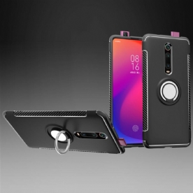 Hoesje voor Xiaomi Mi 9T / Mi 9T Pro Magnetische Ring Van Koolstofvezel