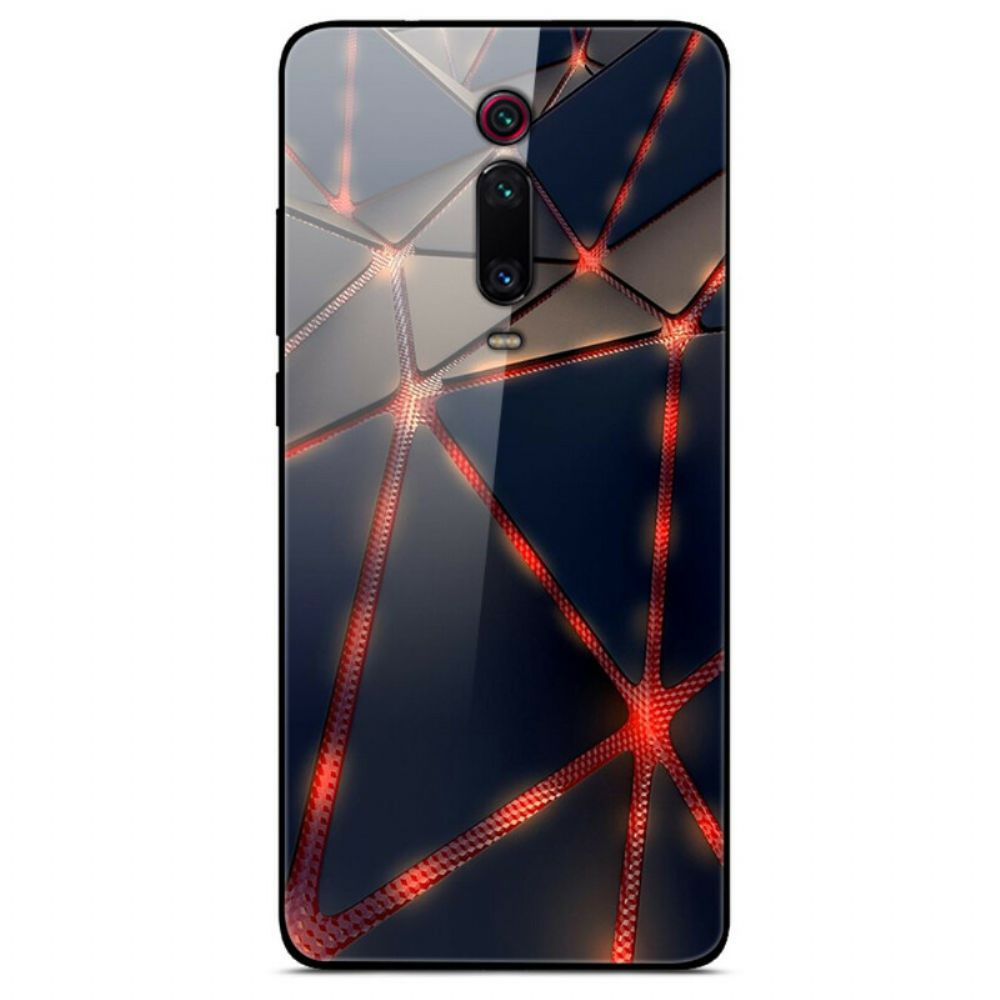 Hoesje voor Xiaomi Mi 9T / Mi 9T Pro Rood Rayon Gehard Glas