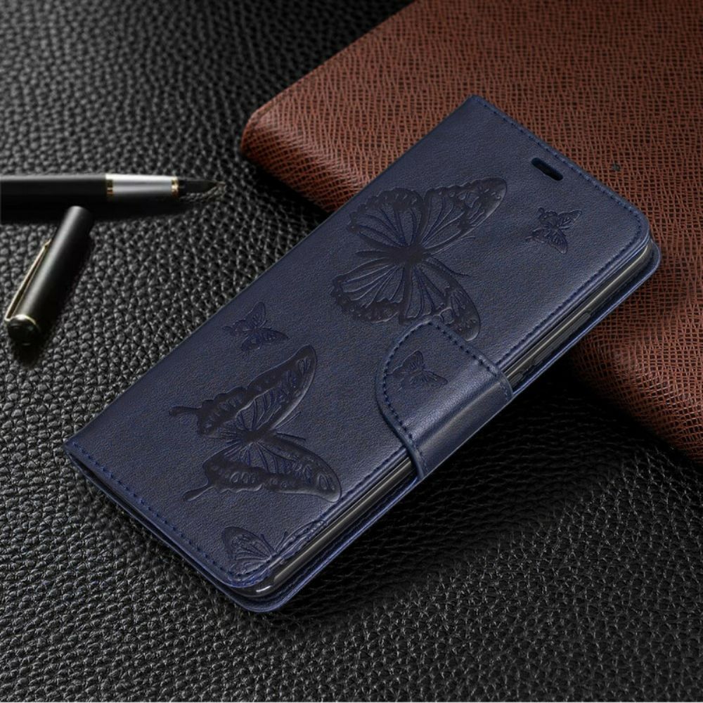 Leren Hoesje voor Xiaomi Mi 9T / Mi 9T Pro Met Ketting Bandje Met Vlinderprint