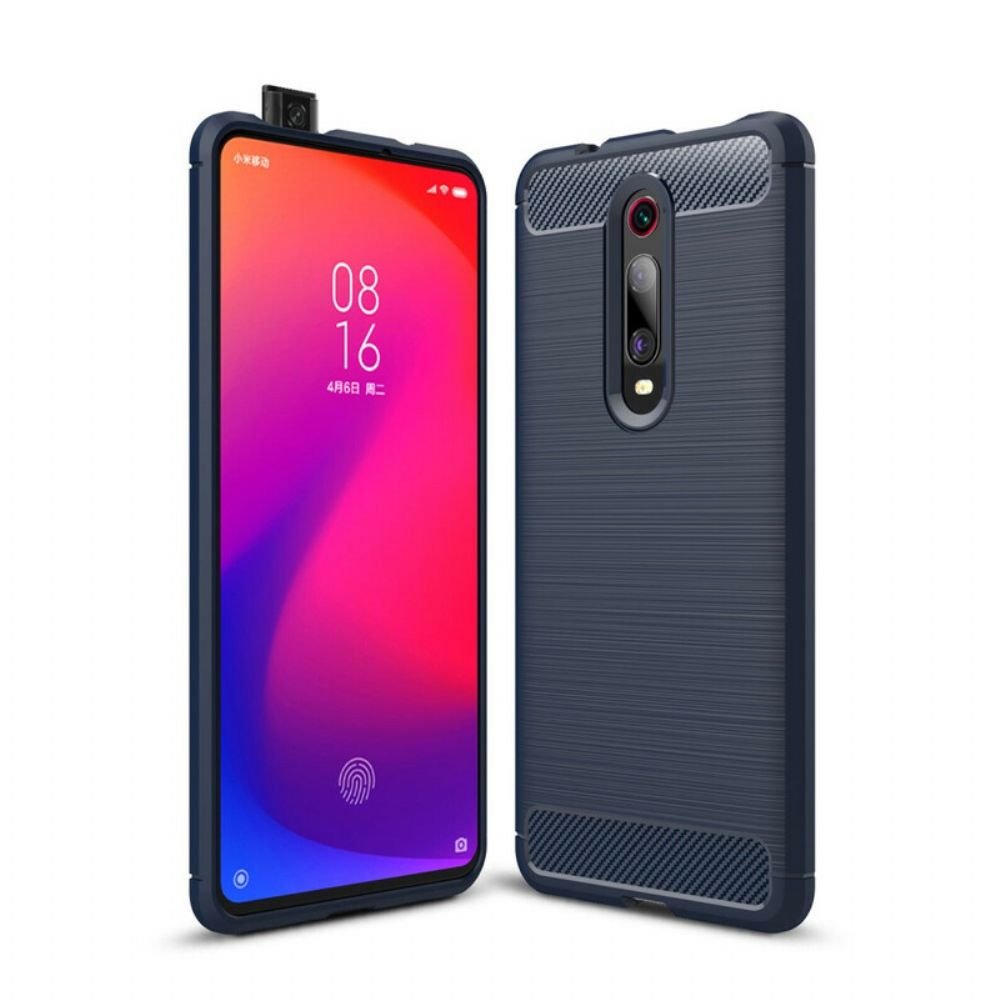 Telefoonhoesje voor Xiaomi Mi 9T / Mi 9T Pro Geborstelde Koolstofvezel