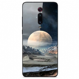 Telefoonhoesje voor Xiaomi Mi 9T / Mi 9T Pro Ruimte Maan Gehard Glas