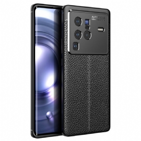 Hoesje voor Vivo X80 Pro Dubbele Lijn Litchi Leder Effect