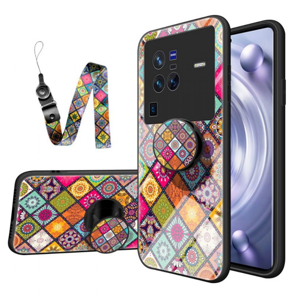 Hoesje voor Vivo X80 Pro Magnetische Patchwork Houder