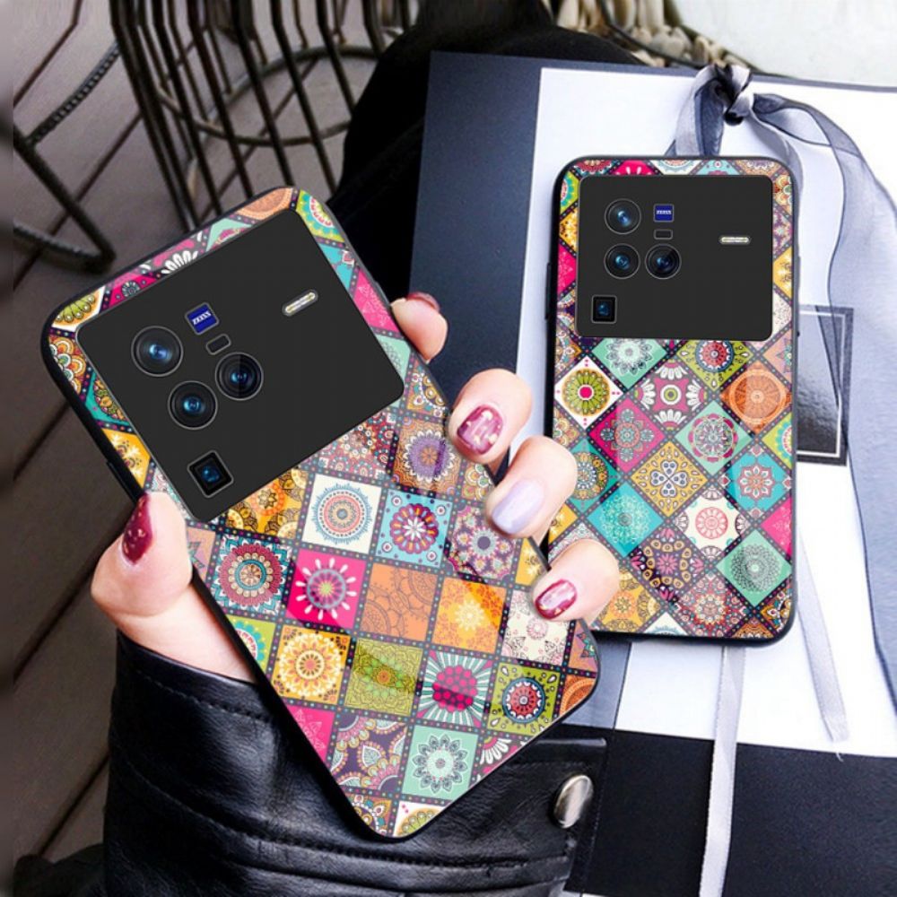 Hoesje voor Vivo X80 Pro Magnetische Patchwork Houder