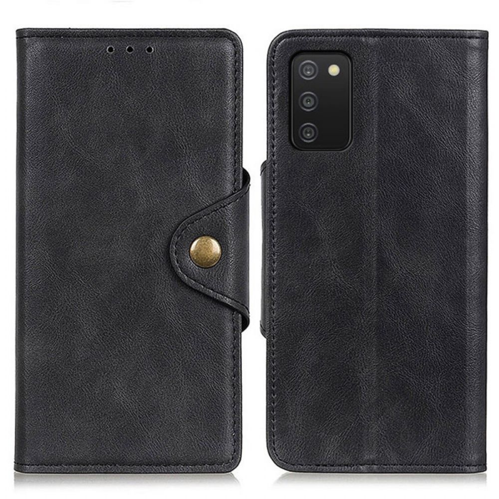 Flip Case voor Samsung Galaxy A03s Knoop Van Kunstleer