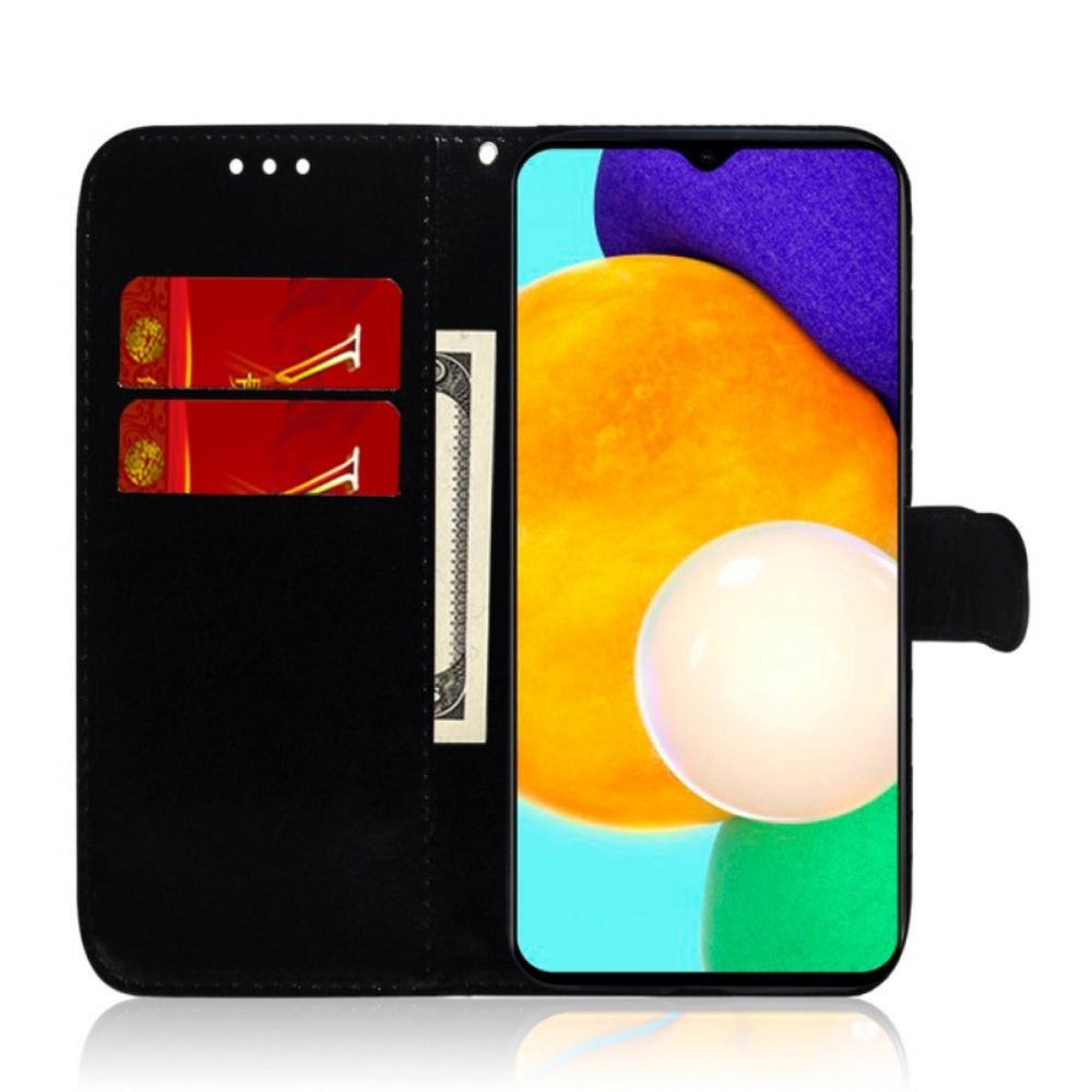 Flip Case voor Samsung Galaxy A03s Spiegel Van Kunstleer