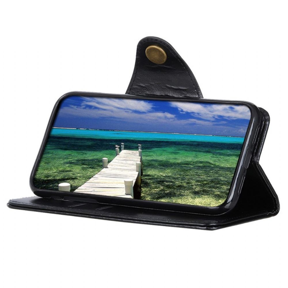 Folio-hoesje voor Samsung Galaxy A03s Glanzend Kunstleer Knop