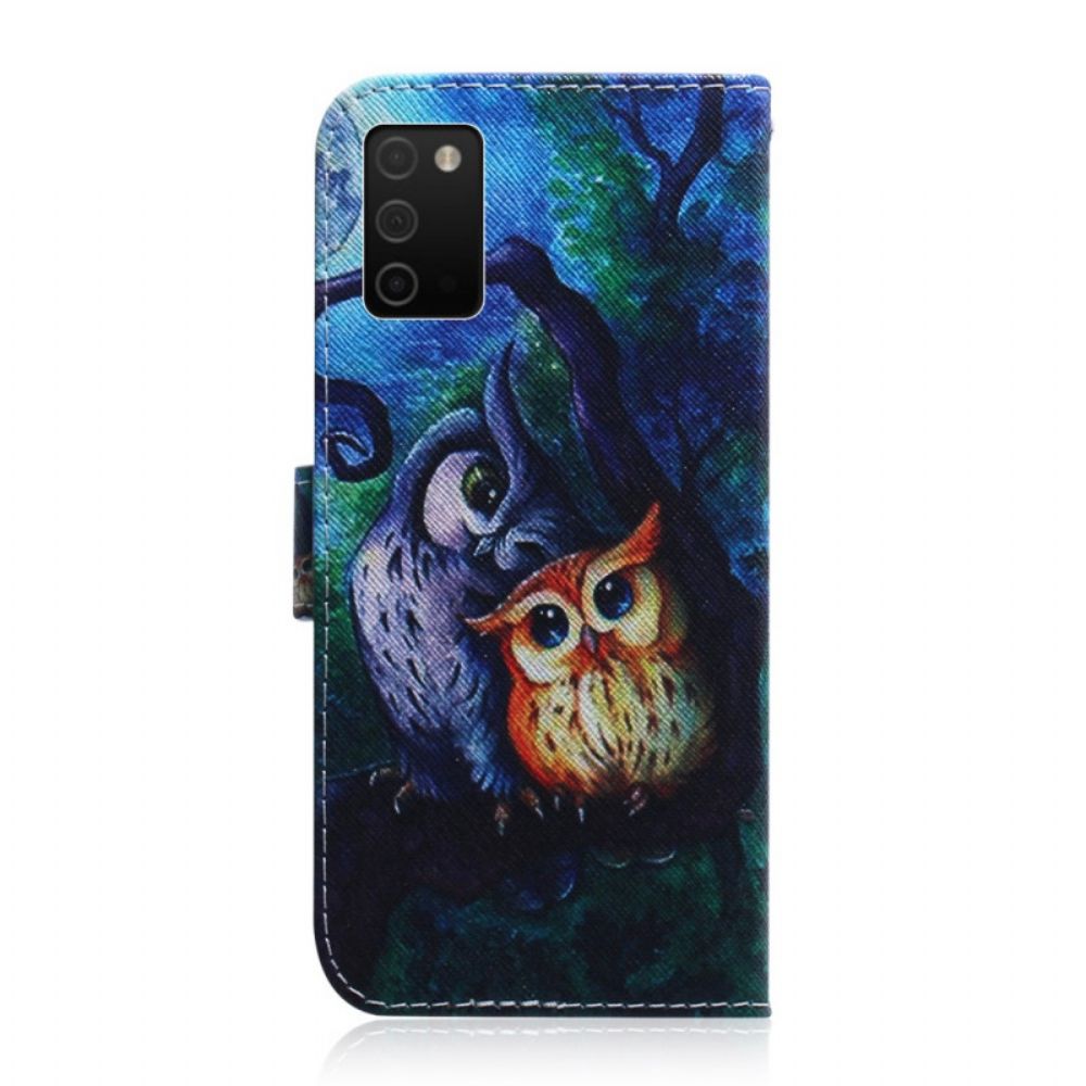 Folio-hoesje voor Samsung Galaxy A03s Uilen Schilderen