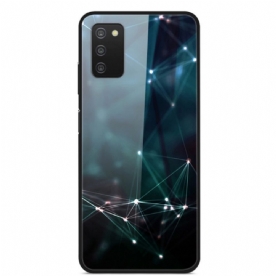 Hoesje voor Samsung Galaxy A03s Abstracte Kleuren Gehard Glas