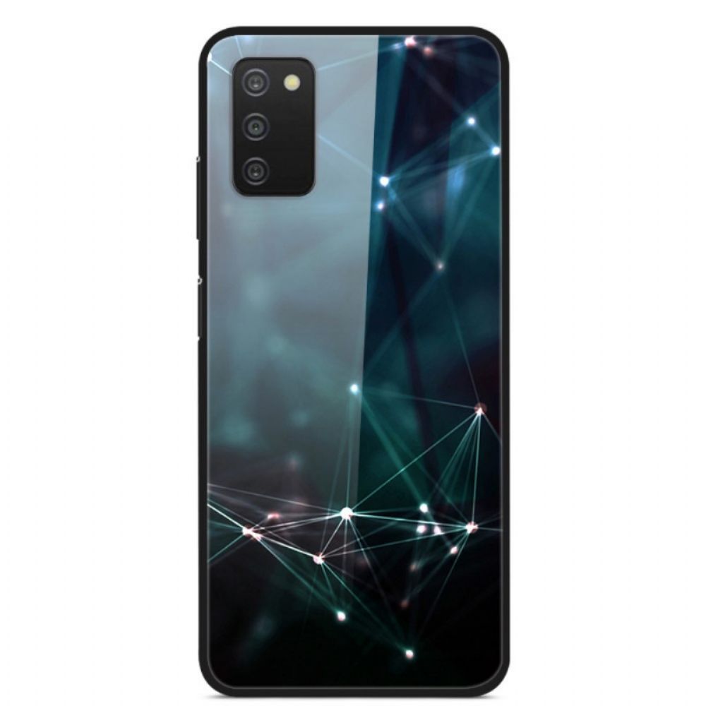 Hoesje voor Samsung Galaxy A03s Abstracte Kleuren Gehard Glas