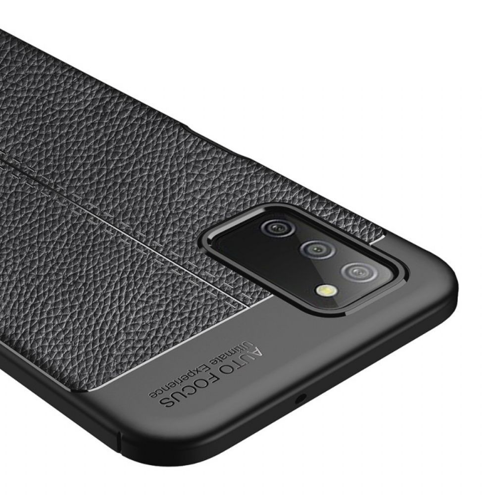 Hoesje voor Samsung Galaxy A03s Dubbele Lijn Litchi Leder Effect