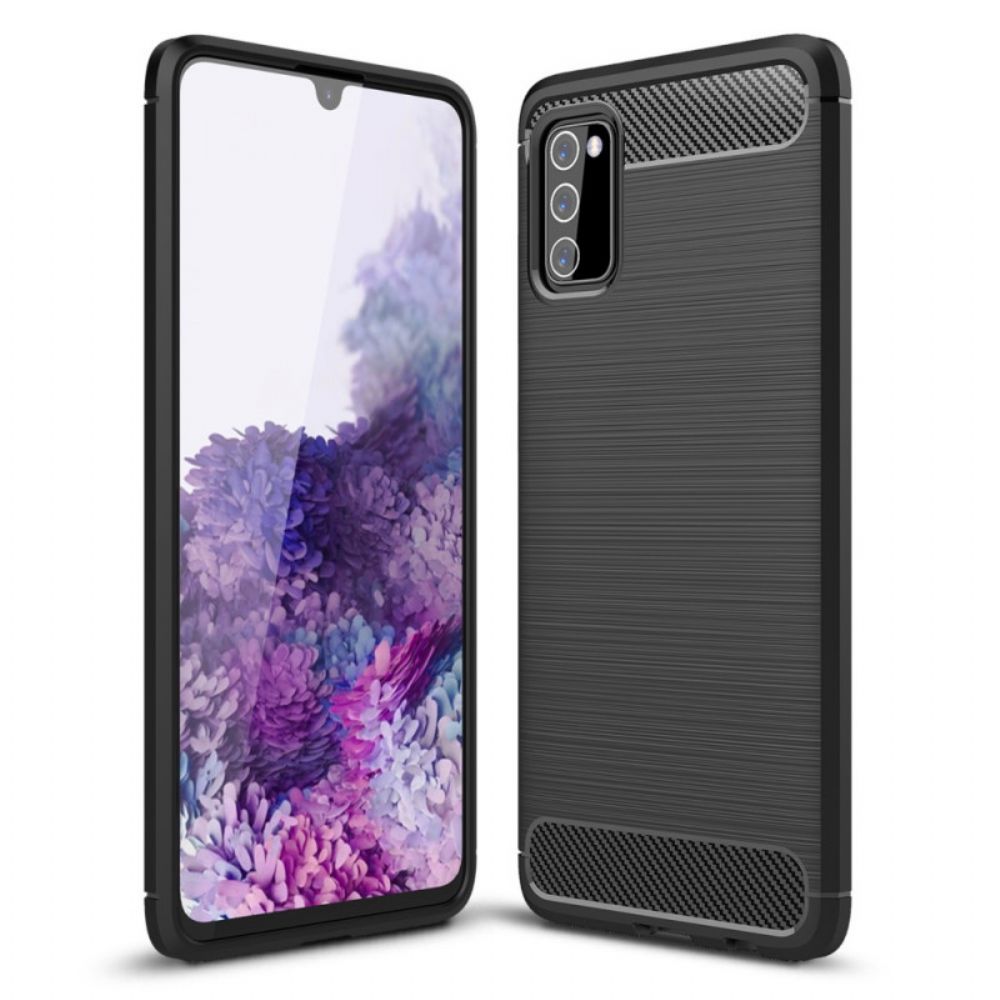 Hoesje voor Samsung Galaxy A03s Geborstelde Koolstofvezel