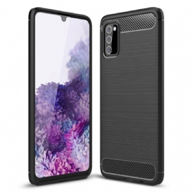 Hoesje voor Samsung Galaxy A03s Geborstelde Koolstofvezel