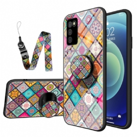 Hoesje voor Samsung Galaxy A03s Magnetische Patchwork Houder