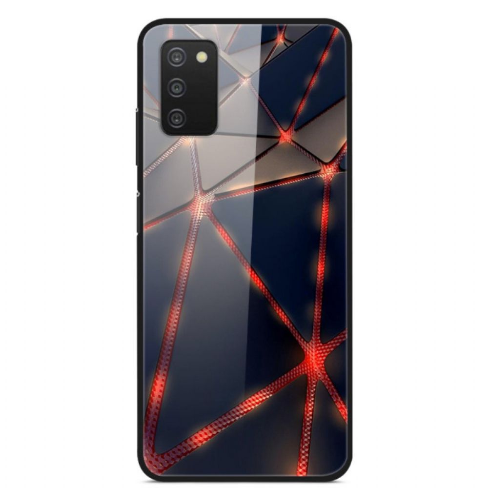 Hoesje voor Samsung Galaxy A03s Rood Rayon Gehard Glas