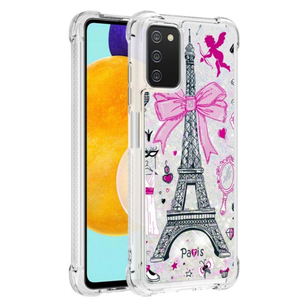 Telefoonhoesje voor Samsung Galaxy A03s Eiffeltoren Glitter