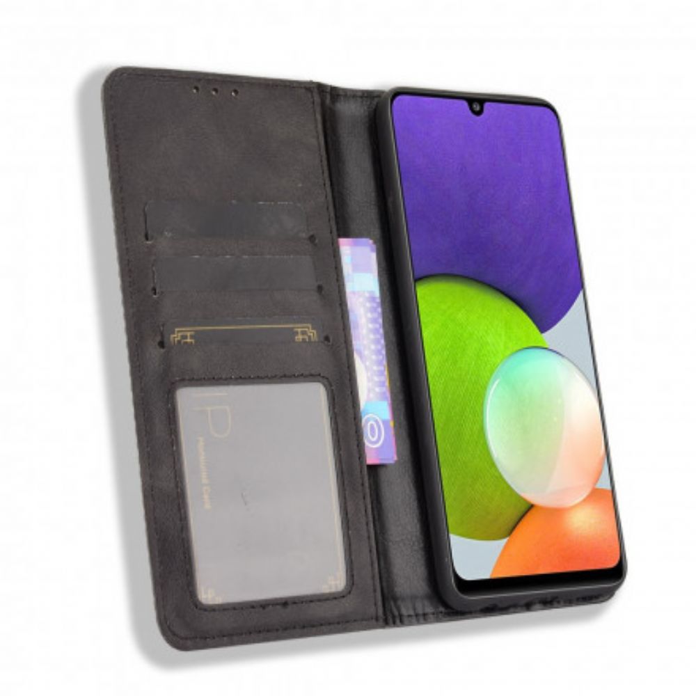 Bescherming Hoesje voor Samsung Galaxy A22 4G Folio-hoesje Vintage Gestileerd Leereffect