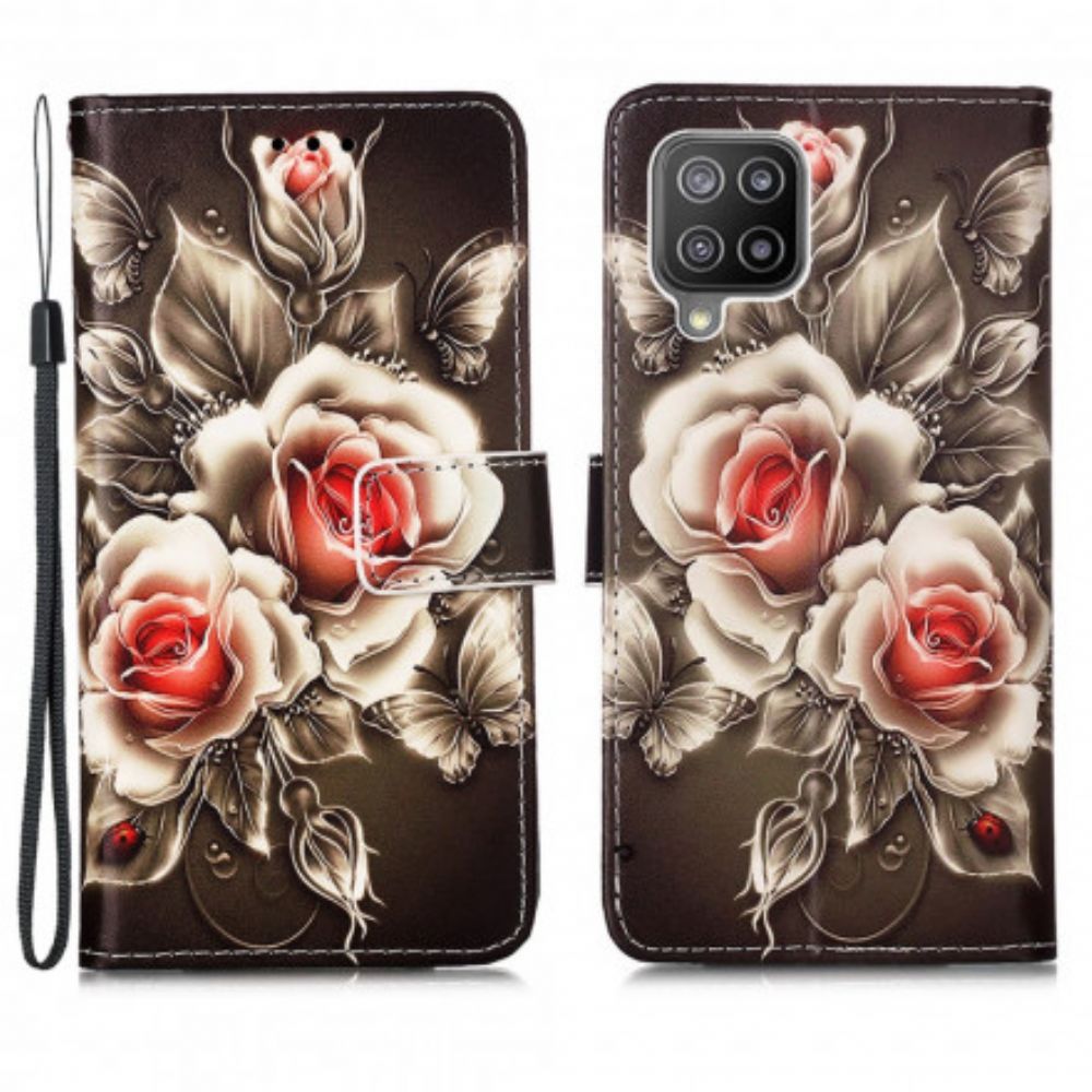 Folio-hoesje voor Samsung Galaxy A22 4G Gouden Rozen