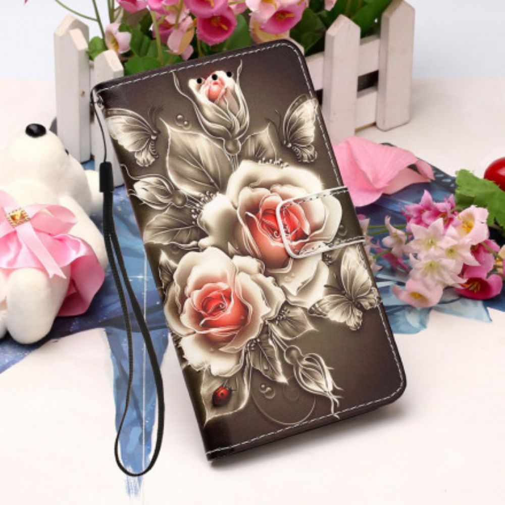 Folio-hoesje voor Samsung Galaxy A22 4G Gouden Rozen