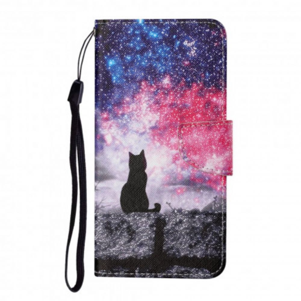 Folio-hoesje voor Samsung Galaxy A22 4G Kattenverhalen Met Lanyard