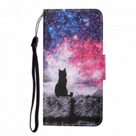 Folio-hoesje voor Samsung Galaxy A22 4G Kattenverhalen Met Lanyard