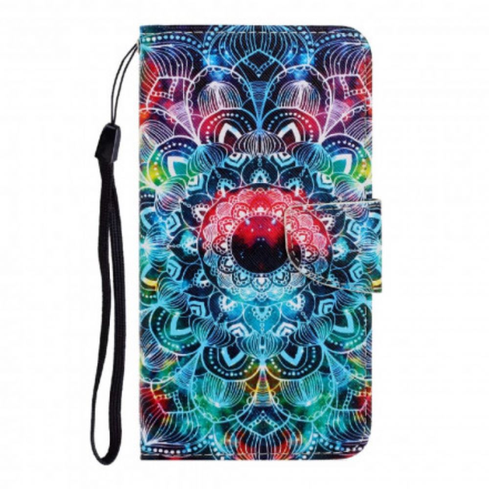 Folio-hoesje voor Samsung Galaxy A22 4G Met Ketting Flashy Strappy Mandala