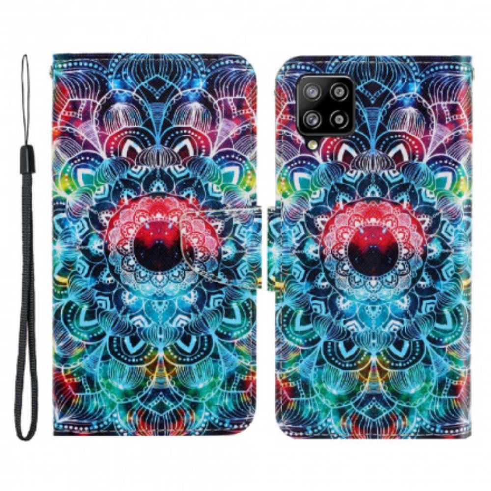 Folio-hoesje voor Samsung Galaxy A22 4G Met Ketting Flashy Strappy Mandala