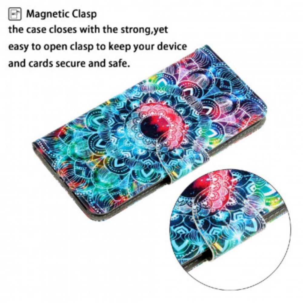 Folio-hoesje voor Samsung Galaxy A22 4G Met Ketting Flashy Strappy Mandala