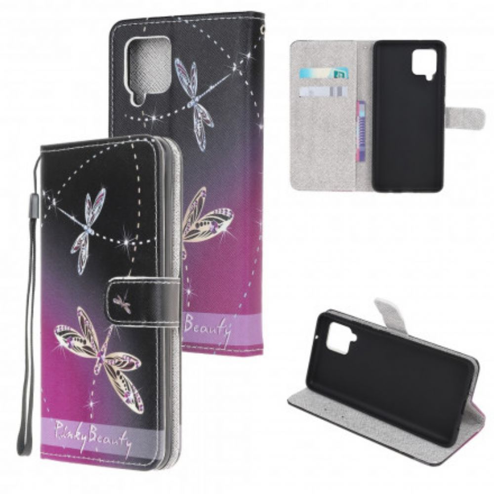 Folio-hoesje voor Samsung Galaxy A22 4G Met Ketting Thong Libellen