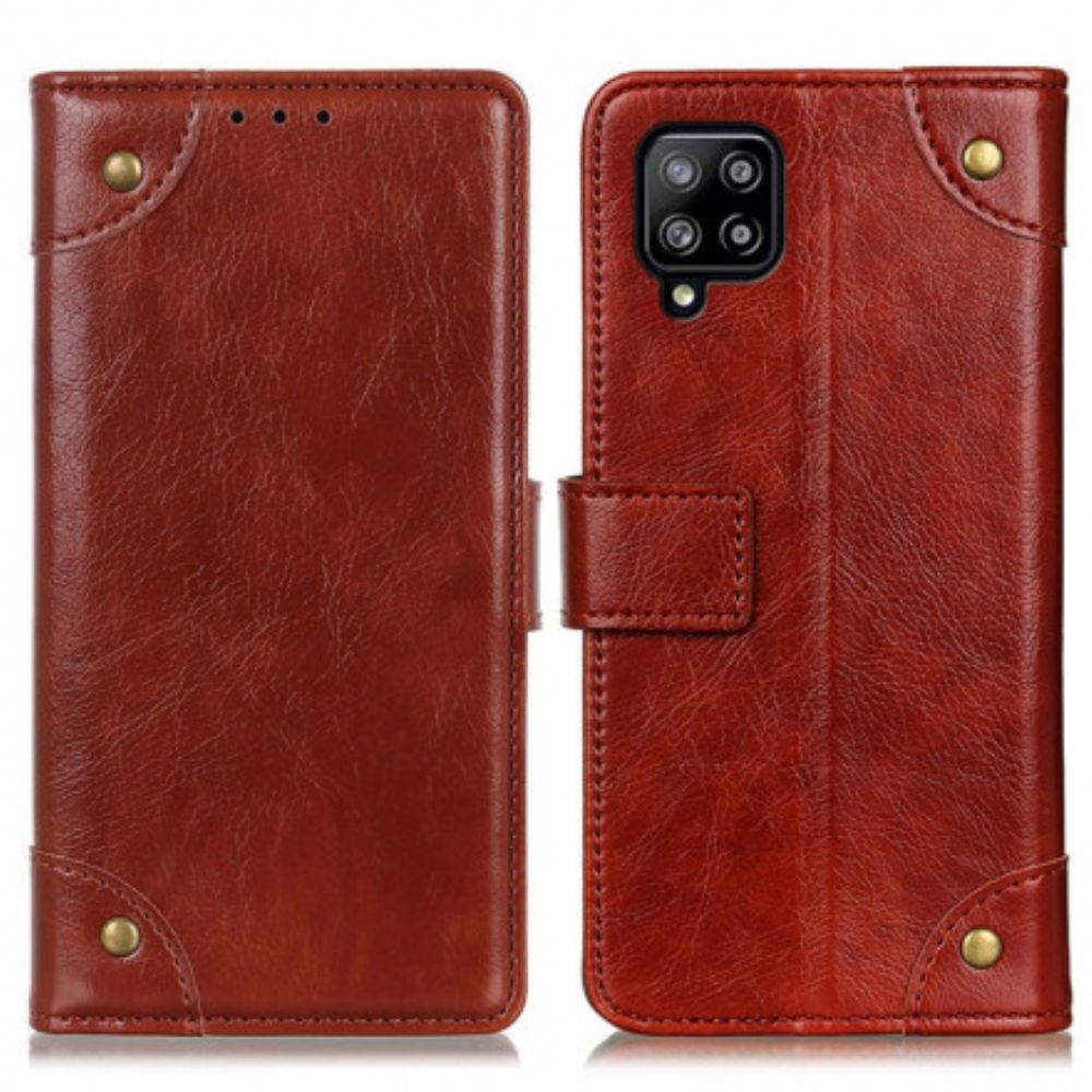 Folio-hoesje voor Samsung Galaxy A22 4G Vintage Nappaleereffect