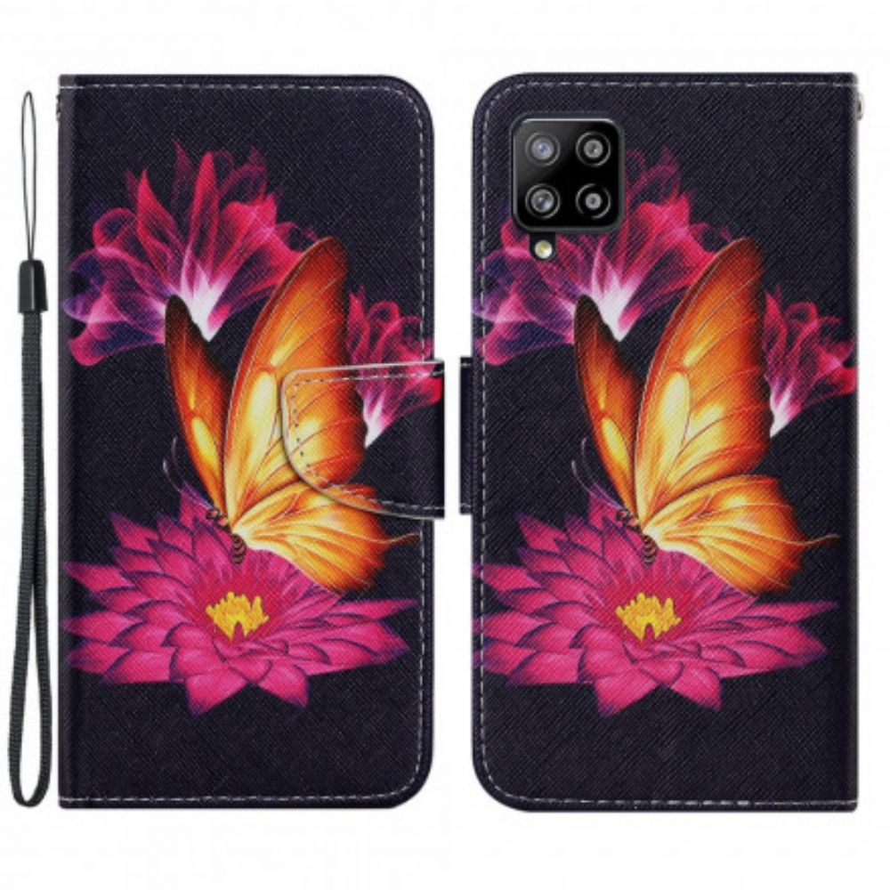 Folio-hoesje voor Samsung Galaxy A22 4G Vlinder En Lotus