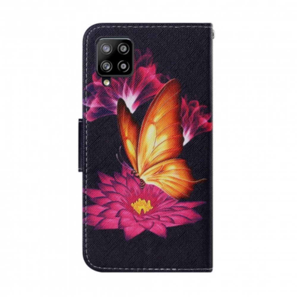 Folio-hoesje voor Samsung Galaxy A22 4G Vlinder En Lotus