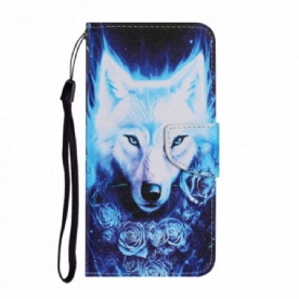 Folio-hoesje voor Samsung Galaxy A22 4G Witte Wolf