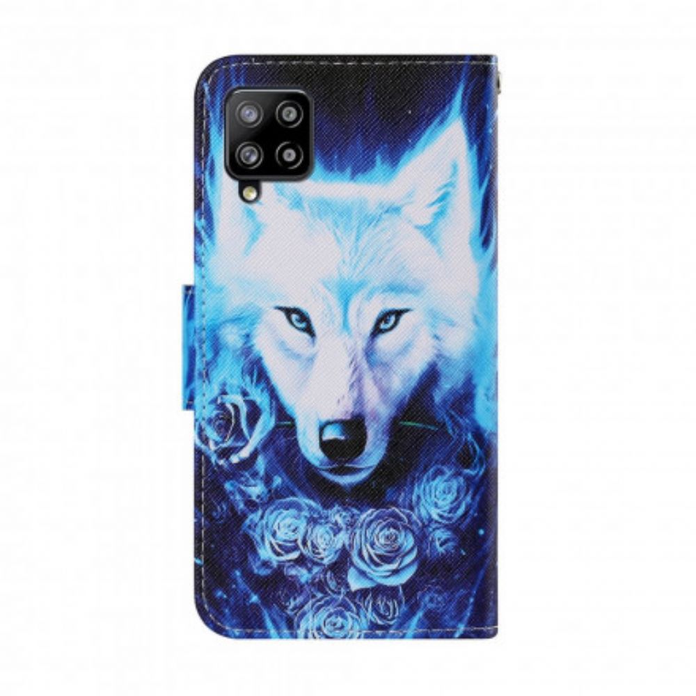 Folio-hoesje voor Samsung Galaxy A22 4G Witte Wolf