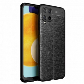 Hoesje voor Samsung Galaxy A22 4G Dubbele Lijn Litchi Leder Effect