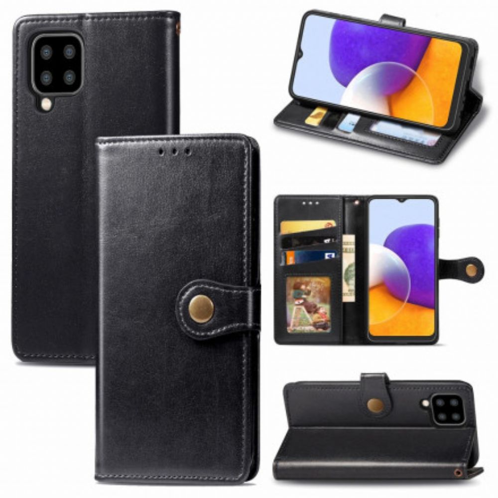 Leren Hoesje voor Samsung Galaxy A22 4G Faux Leder En Vintage Sluiting