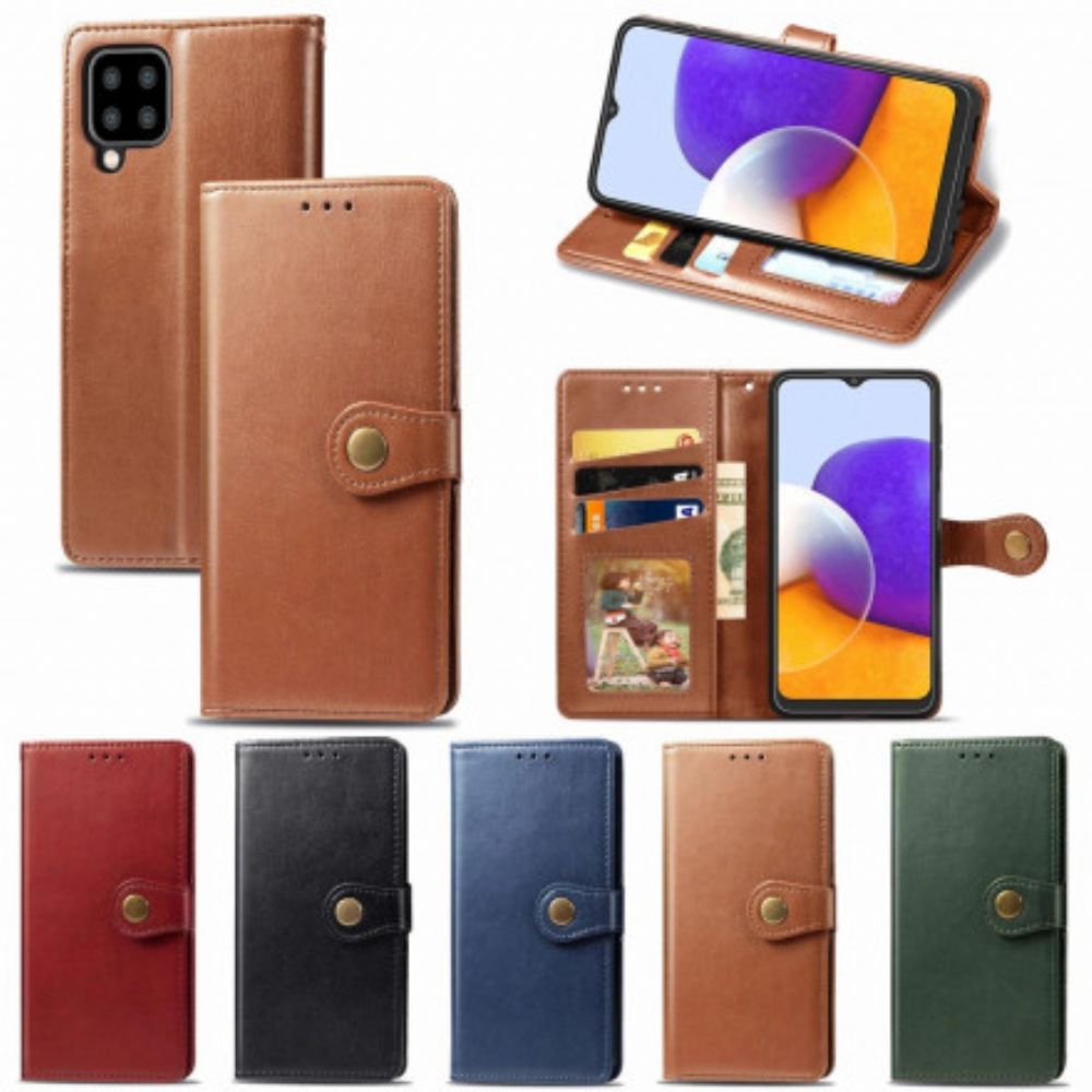 Leren Hoesje voor Samsung Galaxy A22 4G Faux Leder En Vintage Sluiting