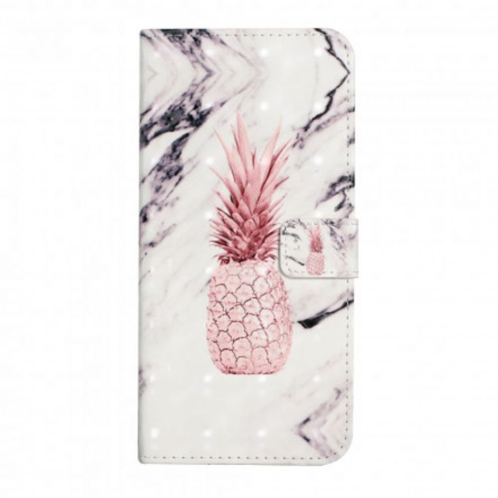 Leren Hoesje voor Samsung Galaxy A22 4G Lichtvlek Ananas