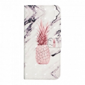 Leren Hoesje voor Samsung Galaxy A22 4G Lichtvlek Ananas