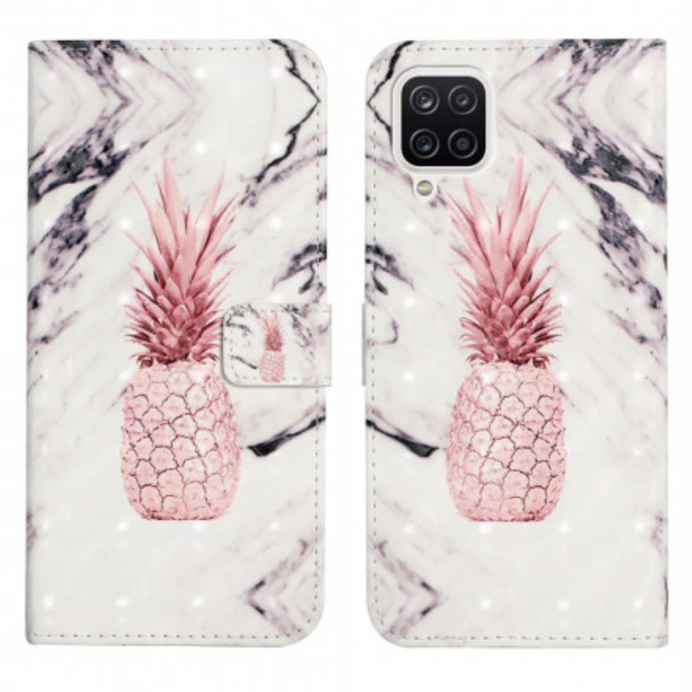 Leren Hoesje voor Samsung Galaxy A22 4G Lichtvlek Ananas