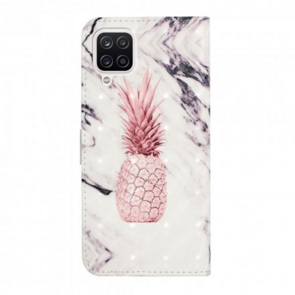 Leren Hoesje voor Samsung Galaxy A22 4G Lichtvlek Ananas